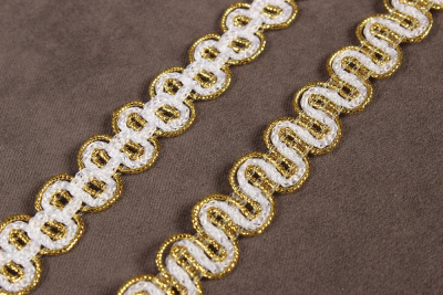 Тесьма 13мм Волна Белый/золото - изображение