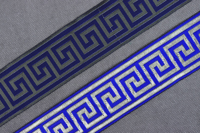 Тесьма жаккардовая 35мм Версаче Синий/Золото - изображение