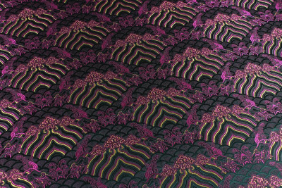 Шелк-жаккард  волны Т.зеленый - изображение