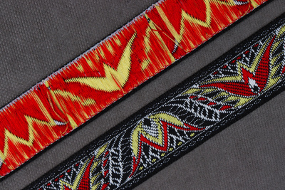 Лента 22мм жаккардовая 7971 Лилия Черный/желтый/белый/красный - изображение