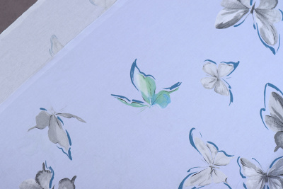 Перкаль наб 110гр/м.кв. МАПС 239 Бабочки на голубом - изображение