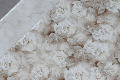 Ткань плательная 40513 Цветы Коричневый/серый - изображение