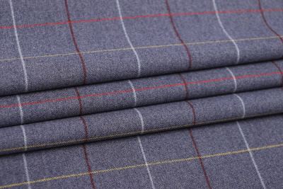 Клетка костюмная Голубой/красный/желтый - изображение