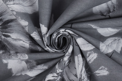 Поплин набивной 220 115гр/м.кв. Цветы на сером - изображение