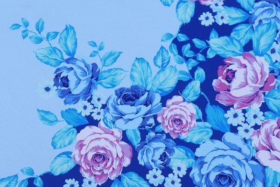 Габардин набивной купон Круг Голубой - изображение