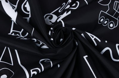 Ткань плащевая принт 109300 Монстрики на черном - изображение