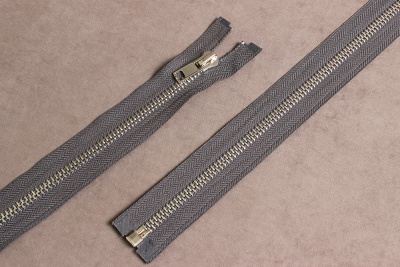 Молния разъёмная 70см Т8 металл КНР Т.серый/никель - изображение