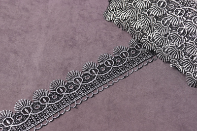 Кружево 45мм окрашенное Черный/Серебро - изображение