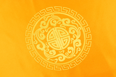 Жаккард монгольский медальон Желтый - изображение