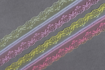 Кружево 42мм капроновое градиент Яр.Розовый/Желтый - изображение