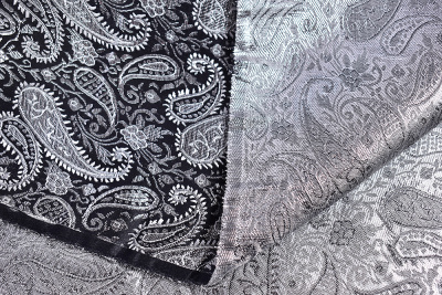 Парча-металлик огурцы мелкие Черный с серебром Парча-металлик огурцы мелкие Черный с серебром - изображение