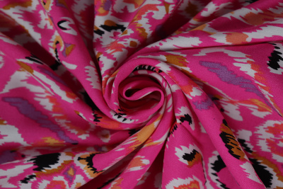 Штапель набивной 11977 Орнамент на розовом - изображение