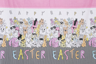 Бязь набивная 220 120 гр/м.кв. Веселые зайцы - изображение