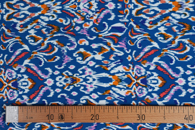 Штапель набивной 11977 Орнамент на бирюзовом - изображение