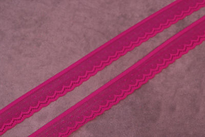 Кружево 25мм эластичное Розовый неон - изображение