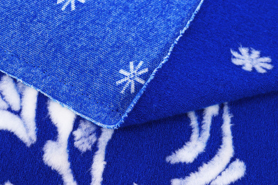 Мех ИТЖФ2 712 Синий с белыми снежинками - изображение