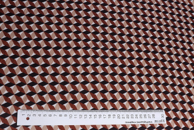 Шелк-атлас набивной 018-50 90гр/м.кв. Геометрия Коричневый - изображение