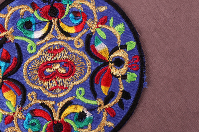 Термоаппликация круг 75мм Синий/черный/золото 7331 - изображение