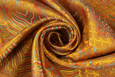 Шелк-жаккард волны Желтый - изображение