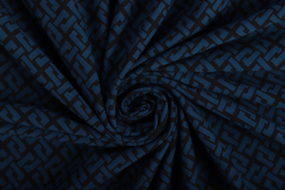 Кулирная гладь с лайкрой Синий/черный - изображение