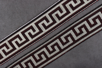 Лента 31мм жаккардовая 8932 Версаче Бордовый/Бежевый - изображение