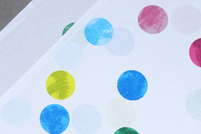 Перкаль наб 150 Тейково Разноцветный горох на св.розовом - изображение