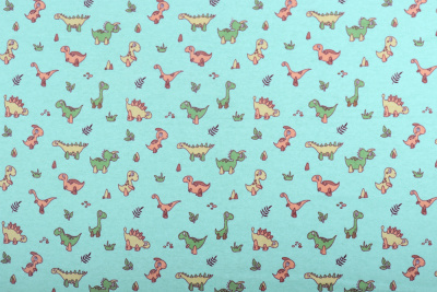 Фланель наб 90 Динозавры на мятном - изображение