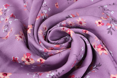 Вискозный твил 11063 Цветы на сиреневом - изображение