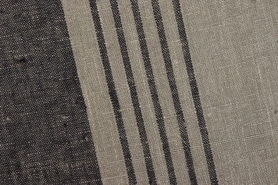 Лен пестротканный 166027 Черно-бежевые полосы - изображение