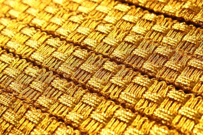 Тесьма 16мм плетеная шахматка Золото - изображение