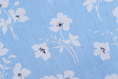 Поплин набивной 150 Белые лютики на голубом - изображение