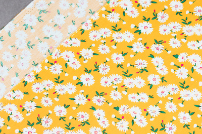 Поплин набивной Цветы на желтом - изображение