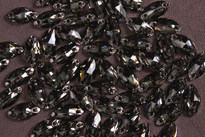 Стразы пришивные 12мм Лист Серый - изображение