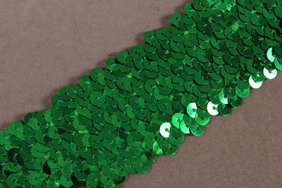 Тесьма 45мм с пайетками эластичная Зеленый - изображение