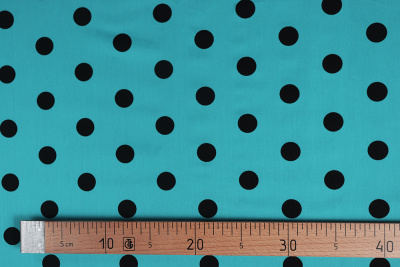 Хлопок набивной Черный горох на бирюзовом - изображение