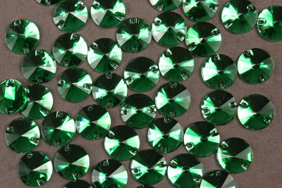 Стразы пришивные 12мм круглые Зеленый - изображение