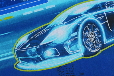 Бязь набивная 262 Ив 120 гр/м.кв. Ночная гонка - изображение