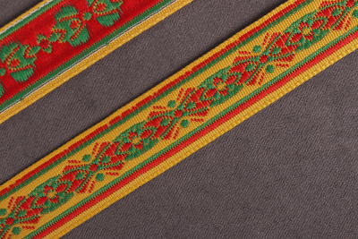 Лента 17мм жаккардовая 9047 Желтый/Зеленый/Красный - изображение