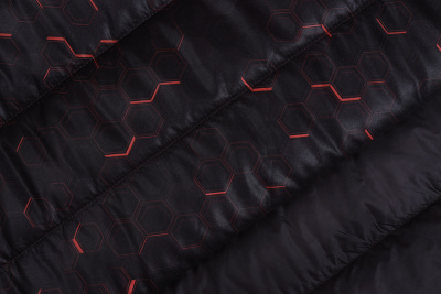 Стежка курточная сендвич Соты т.коричневый/коралловый - изображение