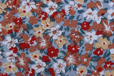 Штапель набивной ANNA 121473 Цветы на серо-голубом - изображение