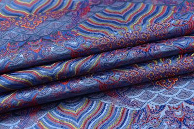 Шелк-жаккард волны Пыльно-голубой - изображение