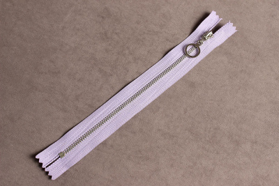 Молния декоративная с кольцом 20см металл Сиреневый/никель - изображение