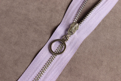 Молния декоративная с кольцом 20см металл Сиреневый/никель - изображение