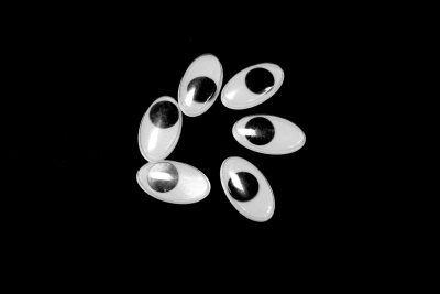 Глазки двигающиеся 14*24мм овальные Черный/белый - изображение