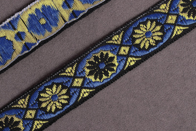 Лента 17мм жаккардовая 7864 Синий/Черный/Желтый - изображение