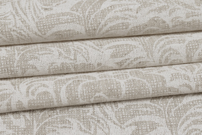 Лен набивной П-25 150 ИВ Белые цветы на сером - изображение