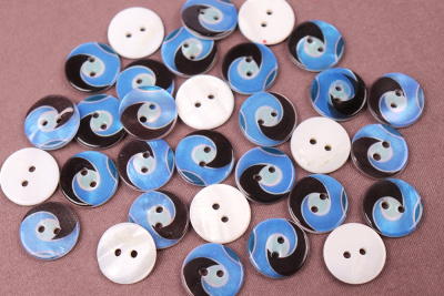 Пуговицы 15мм 2х прок.CBR-13 Синий/Черный/Бежевый - изображение
