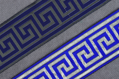 Тесьма жаккардовая 35мм Версаче Синий/Золото - изображение