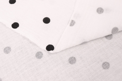 Муслин хлопковый набивной Черный горох на белом - изображение