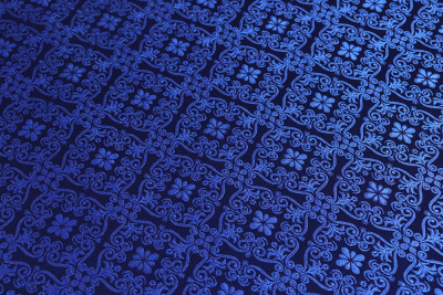 Жаккард монгольский Ромб/цветок Т.синий - изображение